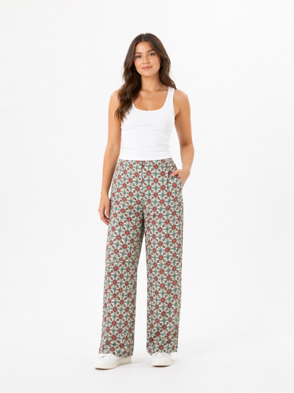 Zara Floral Pattern Wide Leg Pants